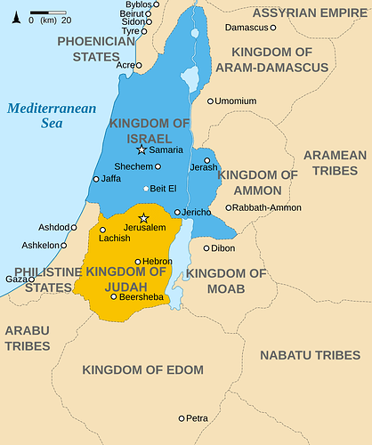 Kingdoms of Israel and Judah. (Approximate.)
